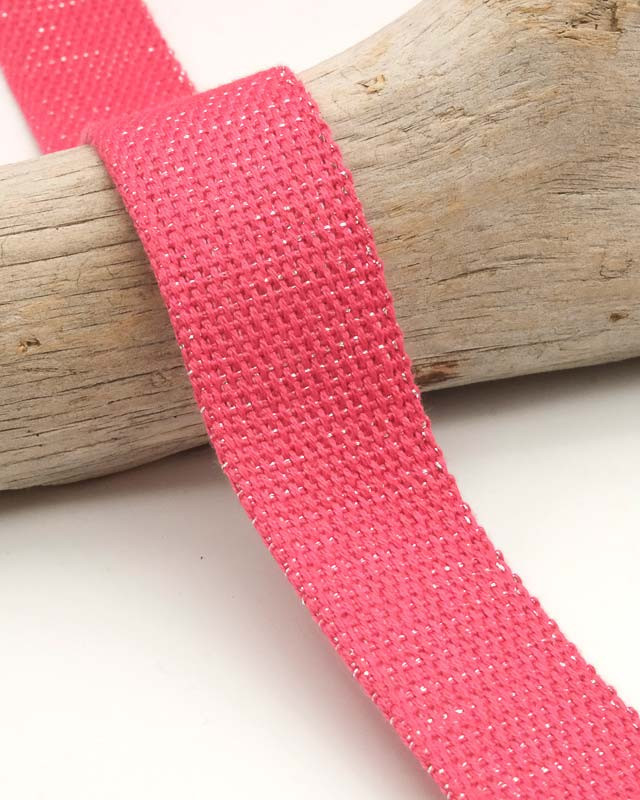 Sangle Coton Lurex Argent 30MM fuchsia